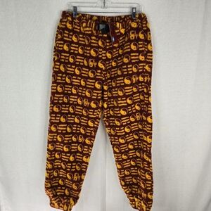 Clot Apparel Mens Medium Sherpa Red Yellow Jogger Pull On Ying Yang Sweatpants
